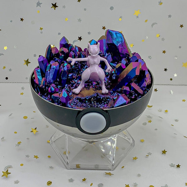 A purple-blue-green iridescent crystal formation best for showcasing a psychic pokemon.